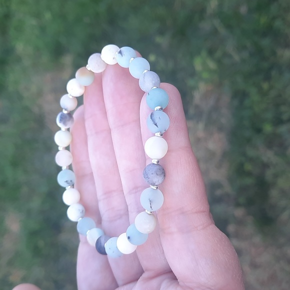 Amazonite matte stone 6mm bracelet spacers - Picture 3 of 4